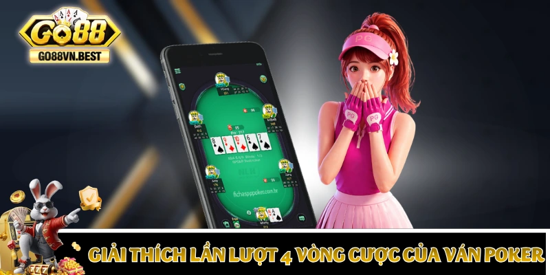 Giải thích lần lượt 4 vòng cược của ván Poker